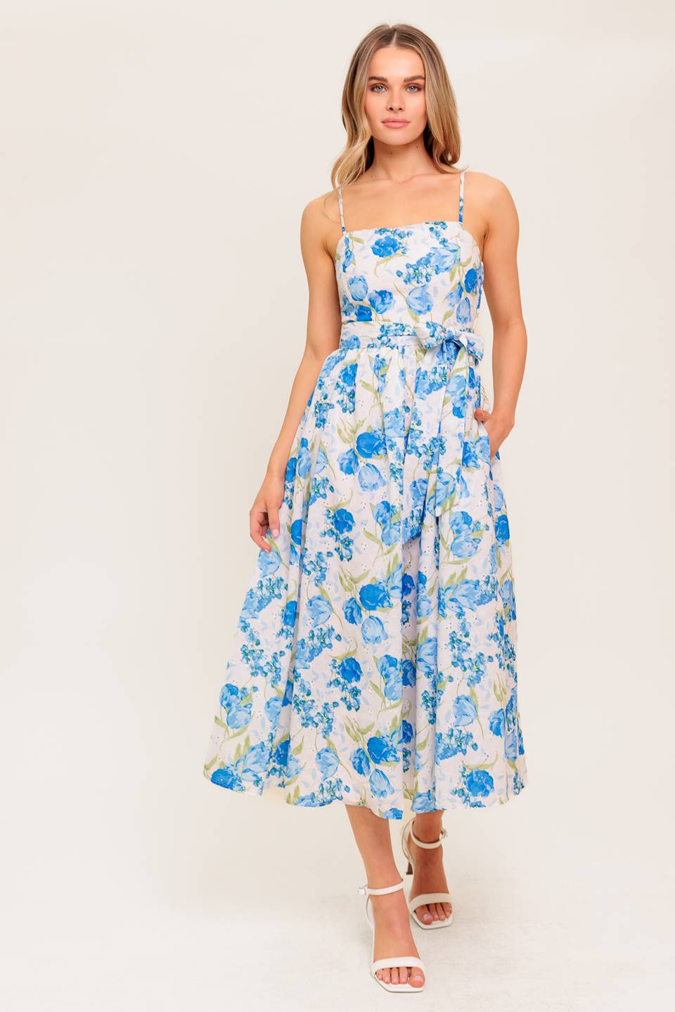 ROSY MOOD FLORAL WOVEN MIDI DRESS Flying Tomato